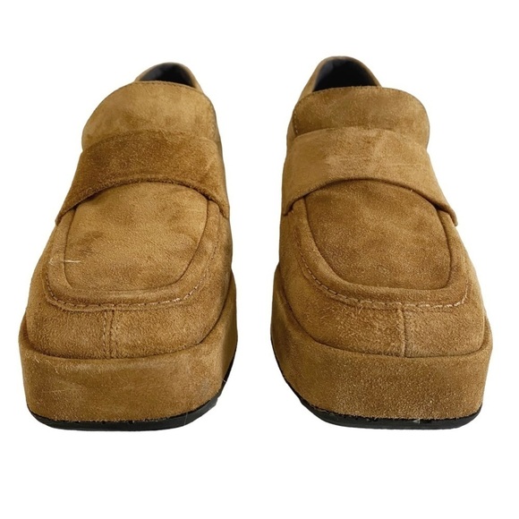 LA CANADIENNE TAN NEUTRAL SUEDE CHUNKY PLATFORM FLAT LOAFERS - 35 - Picture 3 of 9
